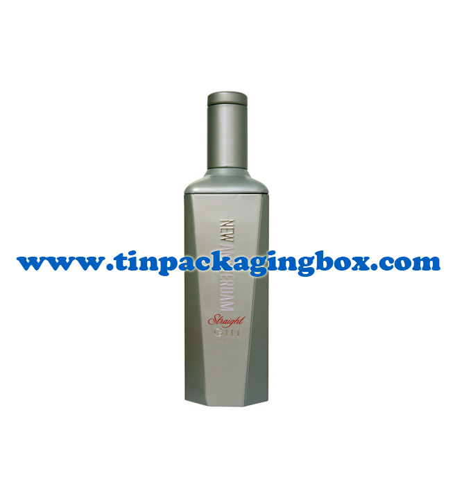 Special shape wine bottle tin container for chocolate promotion