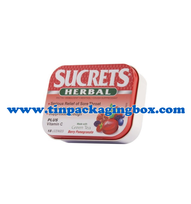 SUCRETS Herbal soar throat candy tin box