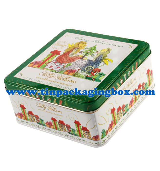 square shape cake tin box for Christmas season