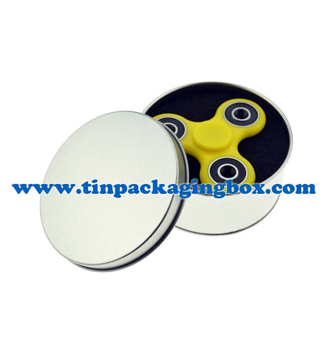 Round Gift Tin Container With PVC Window for Popular metal fidget spinner toy packaging