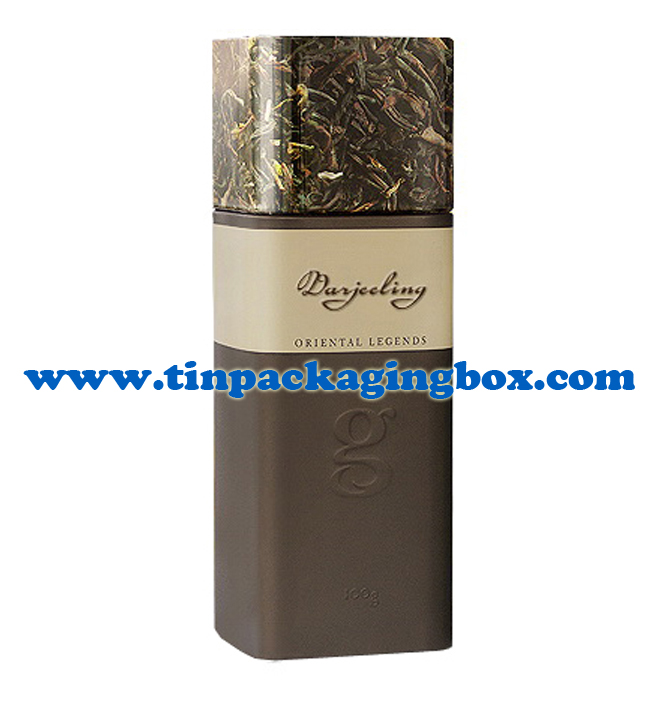 High quality 100g square shape tea tin container