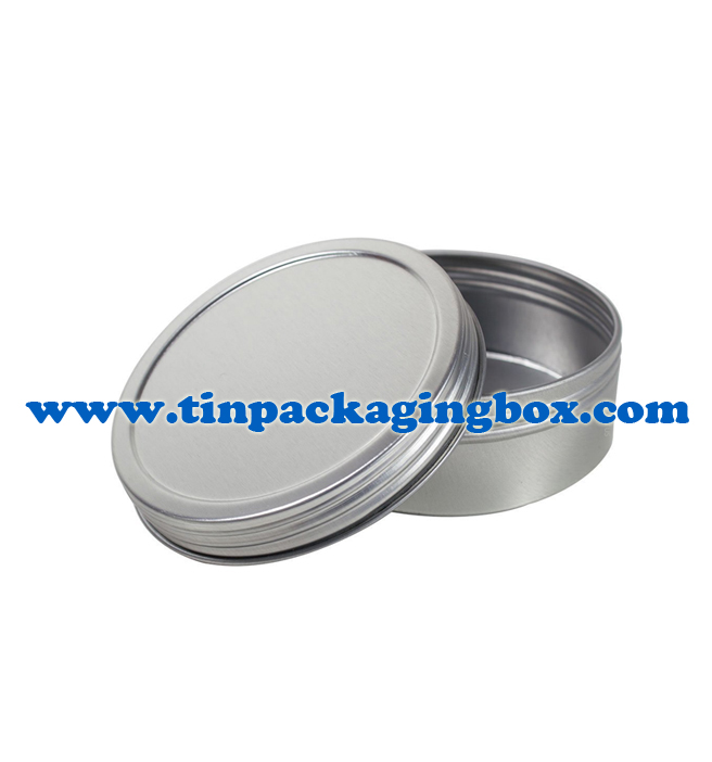 4oz(120grams) silver plain seamless round candle tin container with twist cap