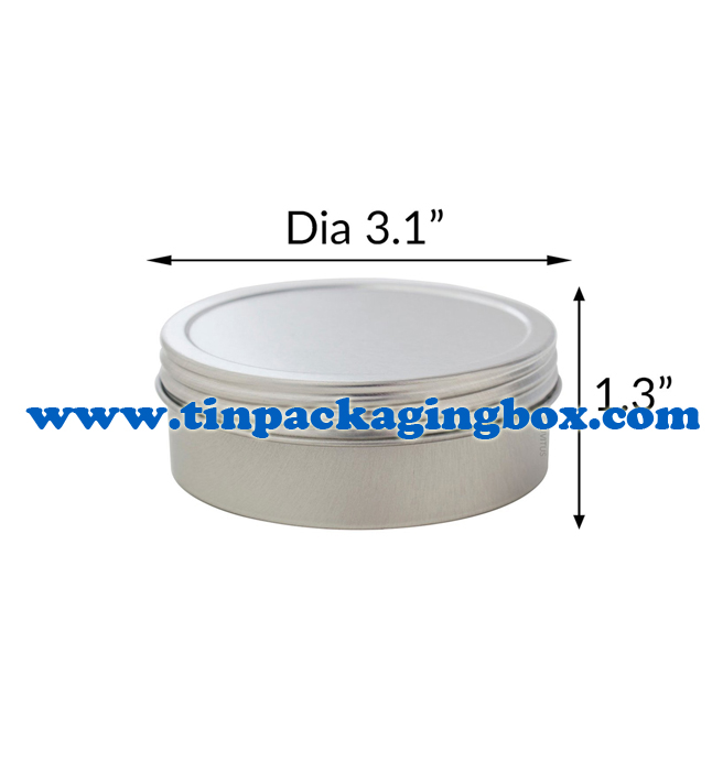 4oz(120grams) silver plain seamless round candle tin container with twist cap