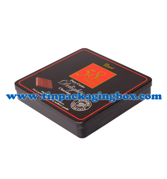 Square shape Chocolate tin box with hinges for Korea Brands Royal & Lotte