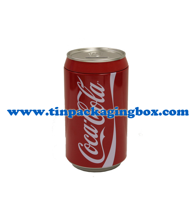 coke can shape tin money box for T-shirt packaging