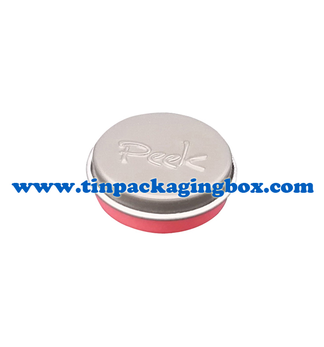 miniature round tin container for lip balm with embossing Logo Dia25mm