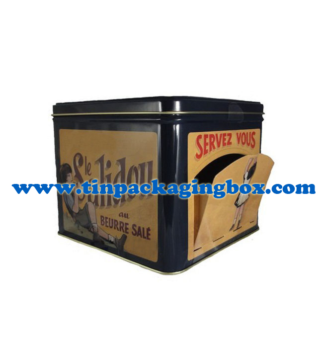 Square shape tea & coffee bags tin dispenser box