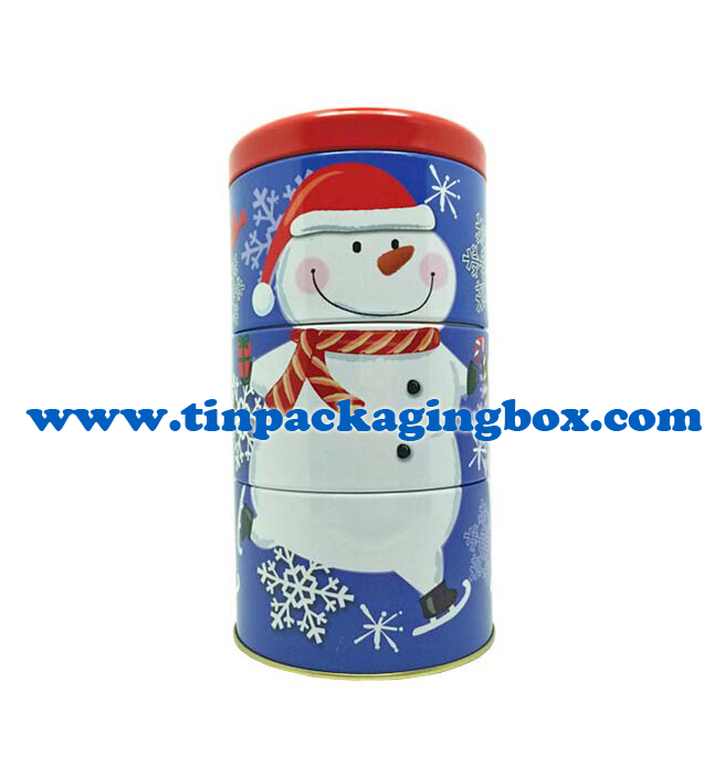 3-Section Woodgrain Gift Tin Storage Box Tea Container