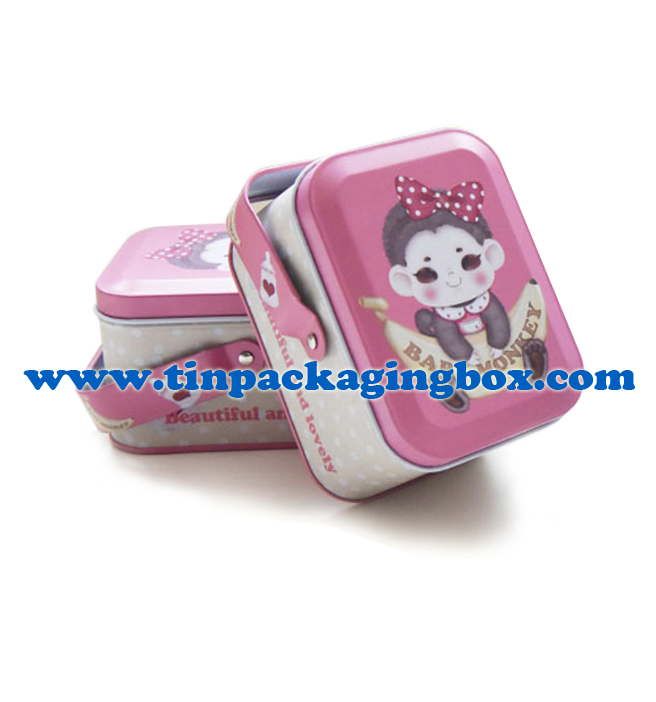 wedding favor cute candy tin box with handle