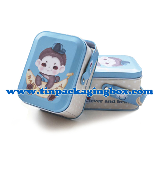 wedding favor cute candy tin box with handle