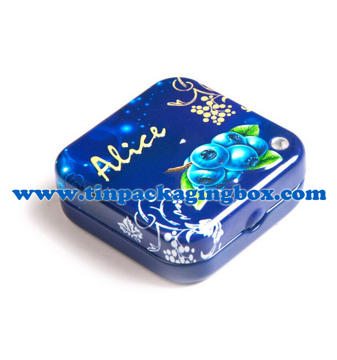 custom order mini square mint tin box with crystal diamond decoration