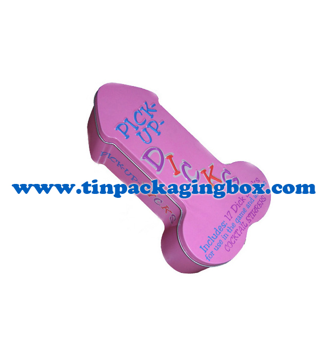 sexual game products & sex toy packaging tin box in penis shape