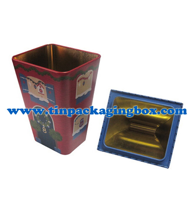 Christmas holiday decorative house shape tin box