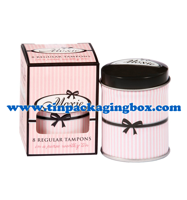 mini round tampon tin box