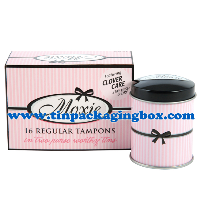 mini round tampon tin box