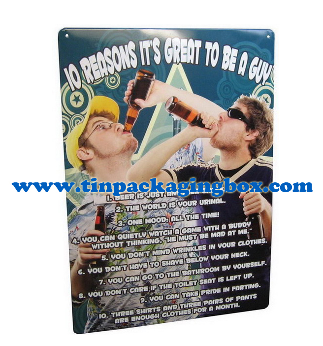Custom order A4 size rectangular metal poster tin bar sign
