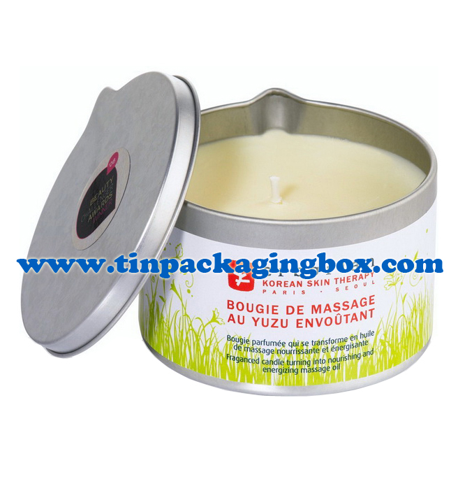 Food Grade Seamless Deep Drawn Massage Candle Tin Jar with pouring spout