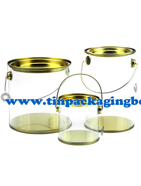 Gift & Candy packaging Clear PVC PET Plastic tube with metal tin lid and bottom
