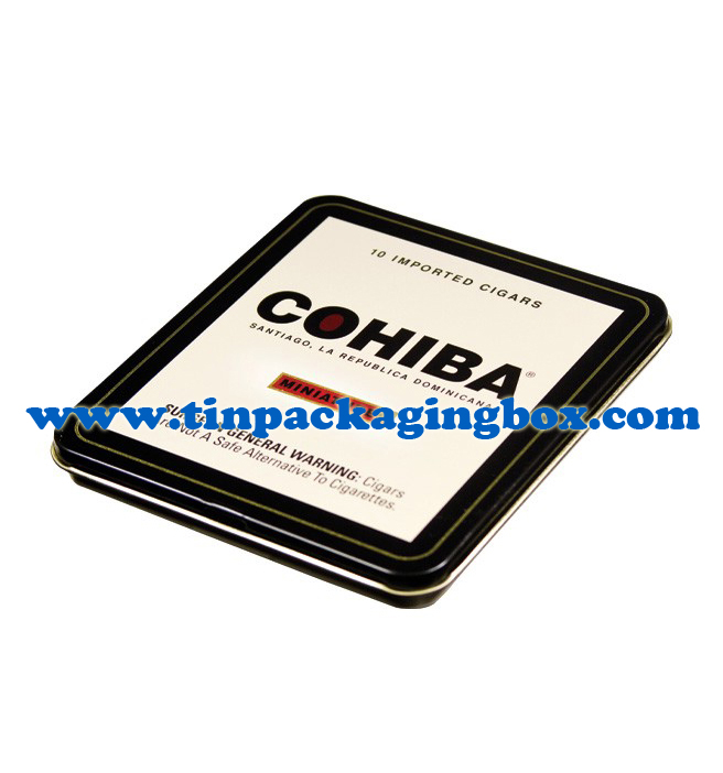 ultrathin cigar tin case with hinged lid for 10pcs cigars