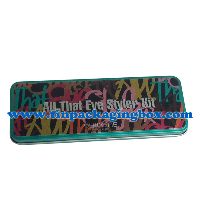 rectangular make up tin box with EVA and mirror for eye styler kit & eyeshadow palette