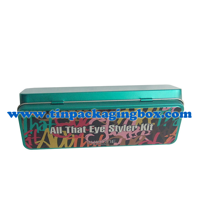 rectangular make up tin box with EVA and mirror for eye styler kit & eyeshadow palette