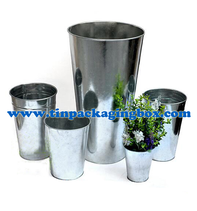 cone shape large galvanized steel metal tall french flower pots
