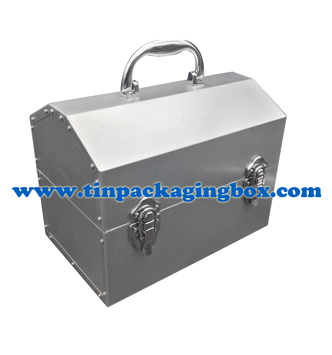 galvanized steel large size metal tool box storage box with handle and two latches