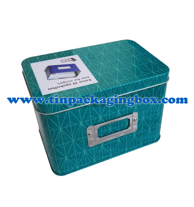 Custom Order Rectangular Shape Metal Recipe Card Tin box with card holder