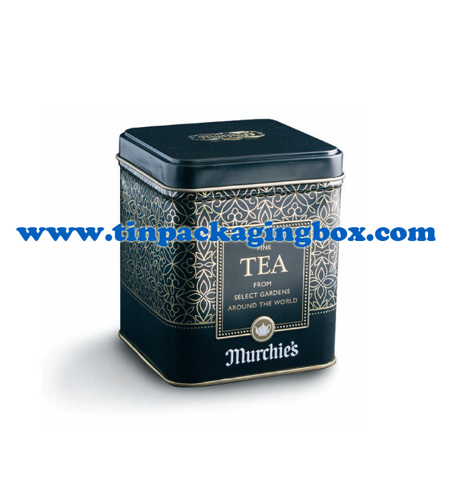 custom printing square tea box for 3.5oz 100g loose tea with embossing and stackable lid