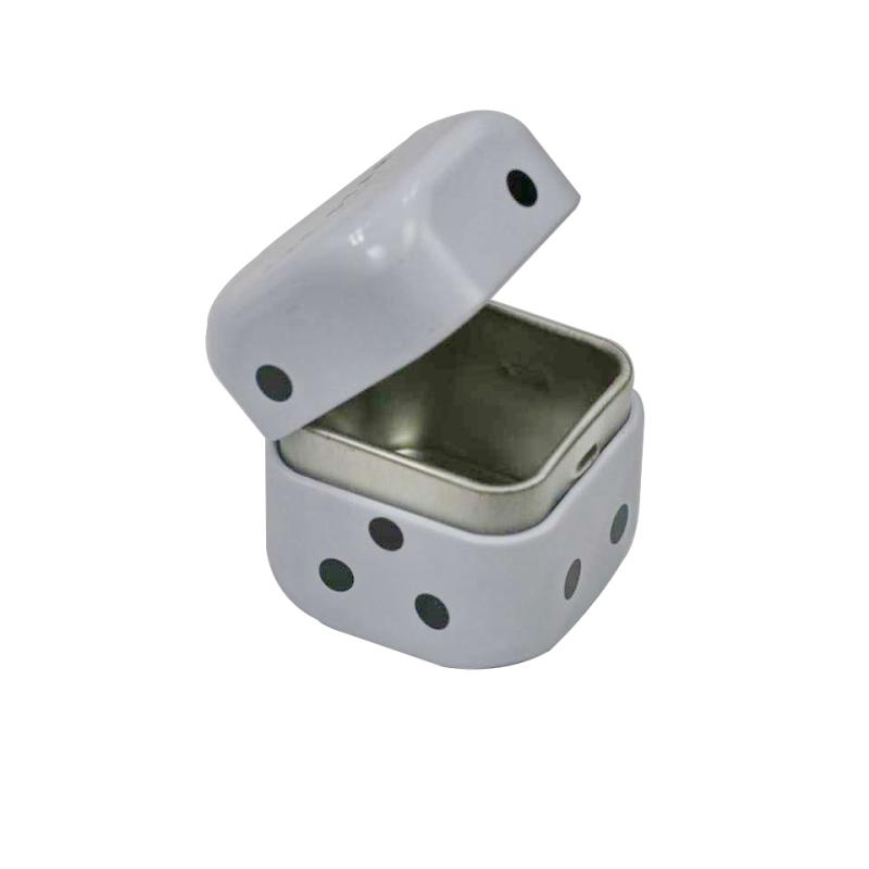 Special irregular shape dice Shaped Candy Tin Case mint box with hinged lid