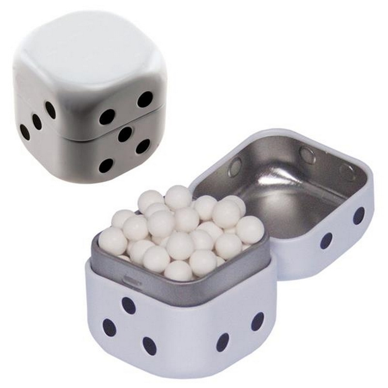 Special irregular shape dice Shaped Candy Tin Case mint box with hinged lid