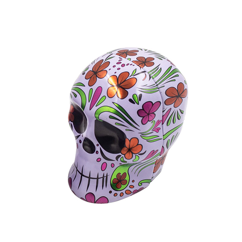 Halloween holiday 2D flat and 3D skull shape mint tin case candy box