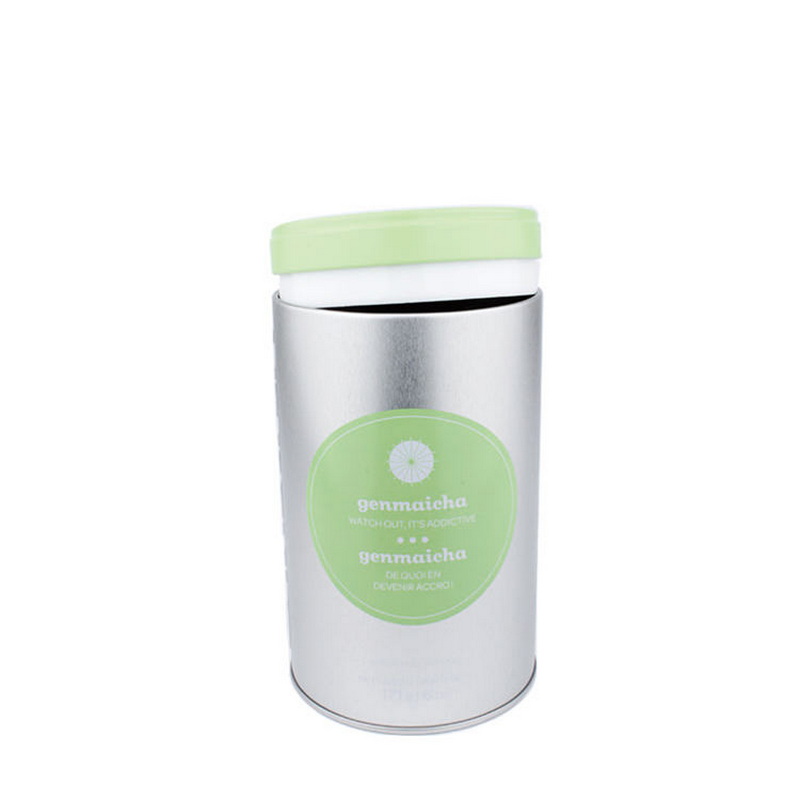 custom Logo round tea tin box metal container with airtight plastic ring