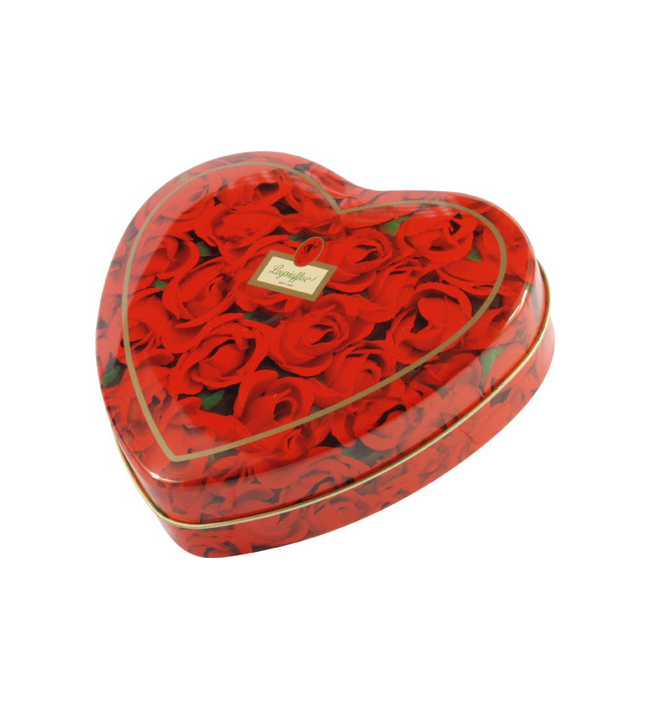heart shaped flower design chocolate tin box for Valentines Day