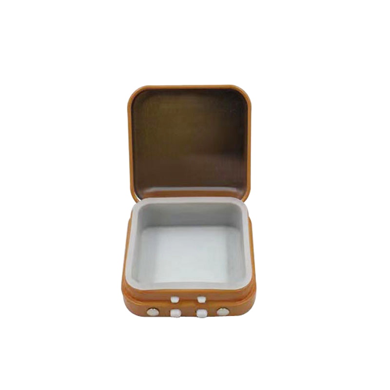 square CR tin herb child proof tin box with lock