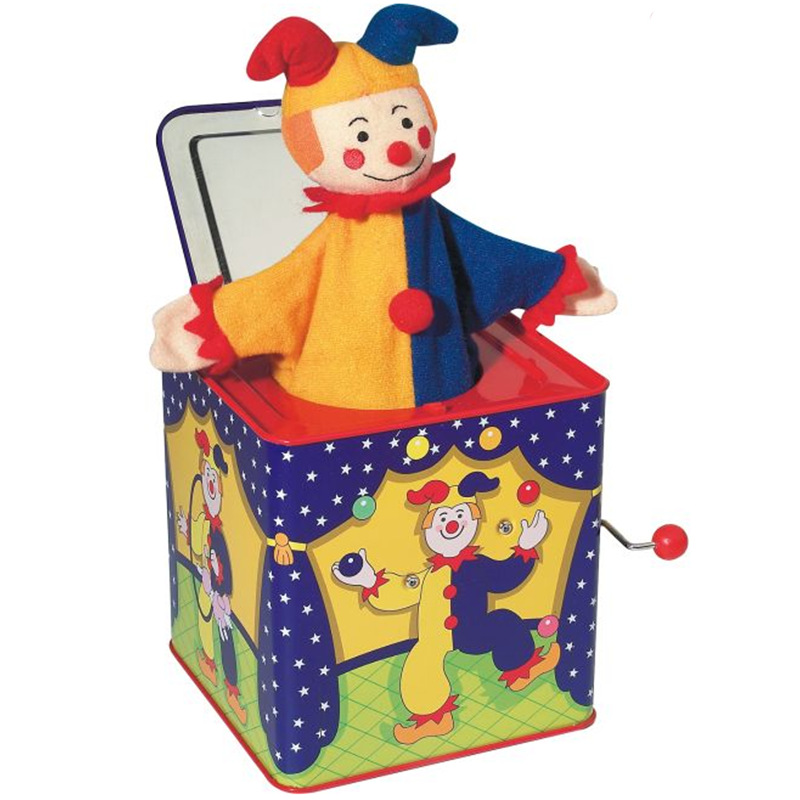 Pop up doll Jack In The Box Music Tin Box With Crank handle