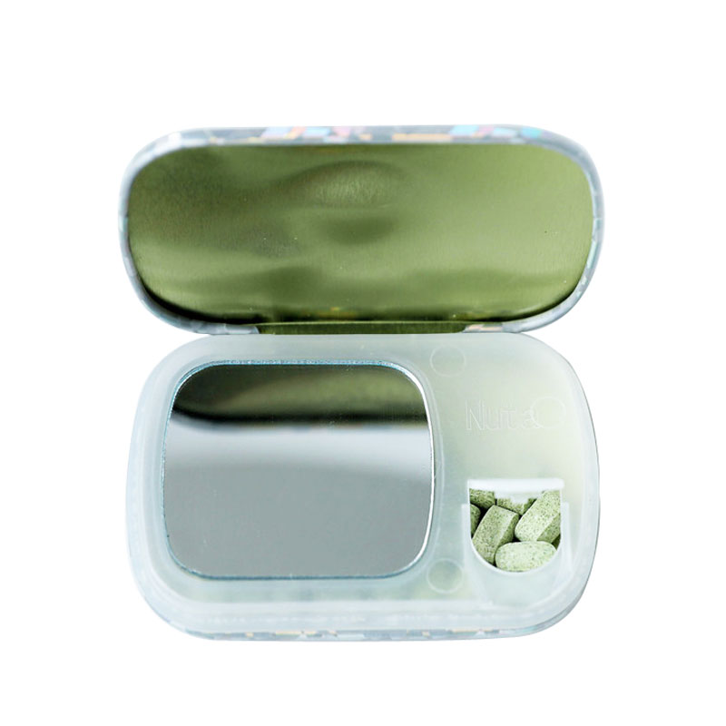Twinkle finish mint tin case candy box with plastic dispenser and mirror