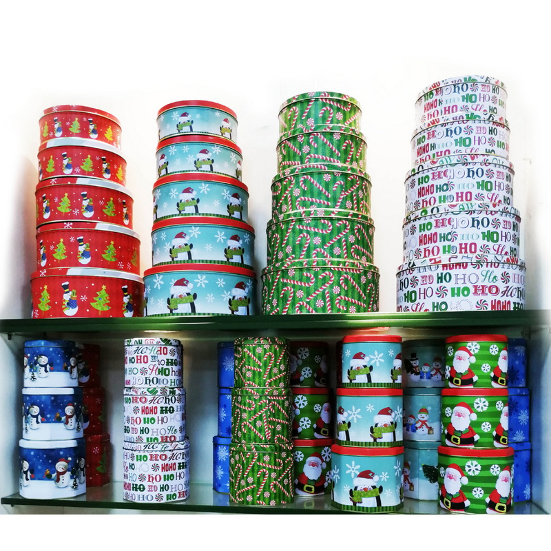 round cookie tin box bakery cans metal container