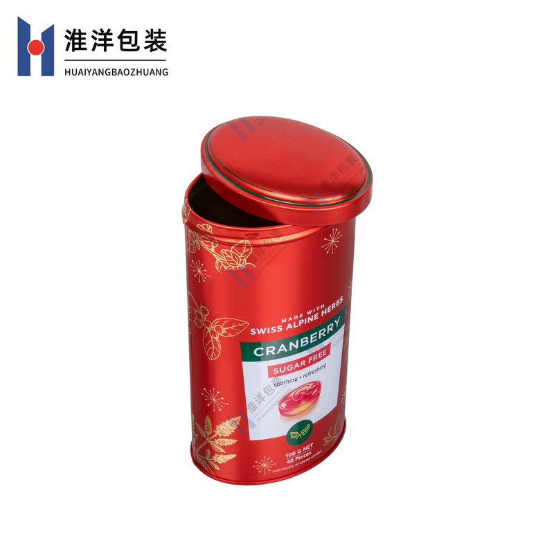 Oval Tin box with dome lid for candy packaging