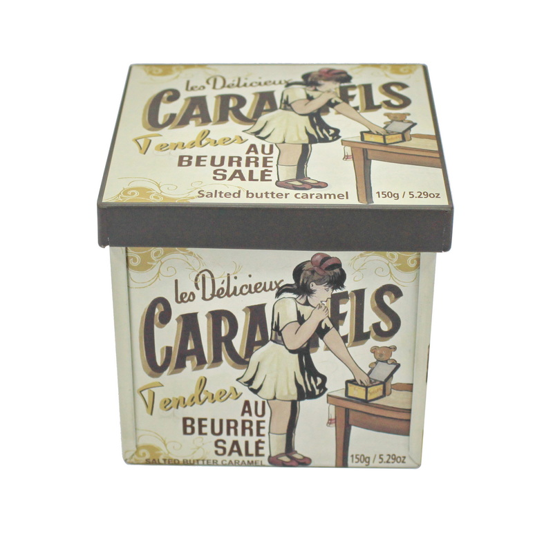 Square Tin Candy Packaging Container with Sharp Corners & Square Edges Recycled Materials for Cookie & Chocolate