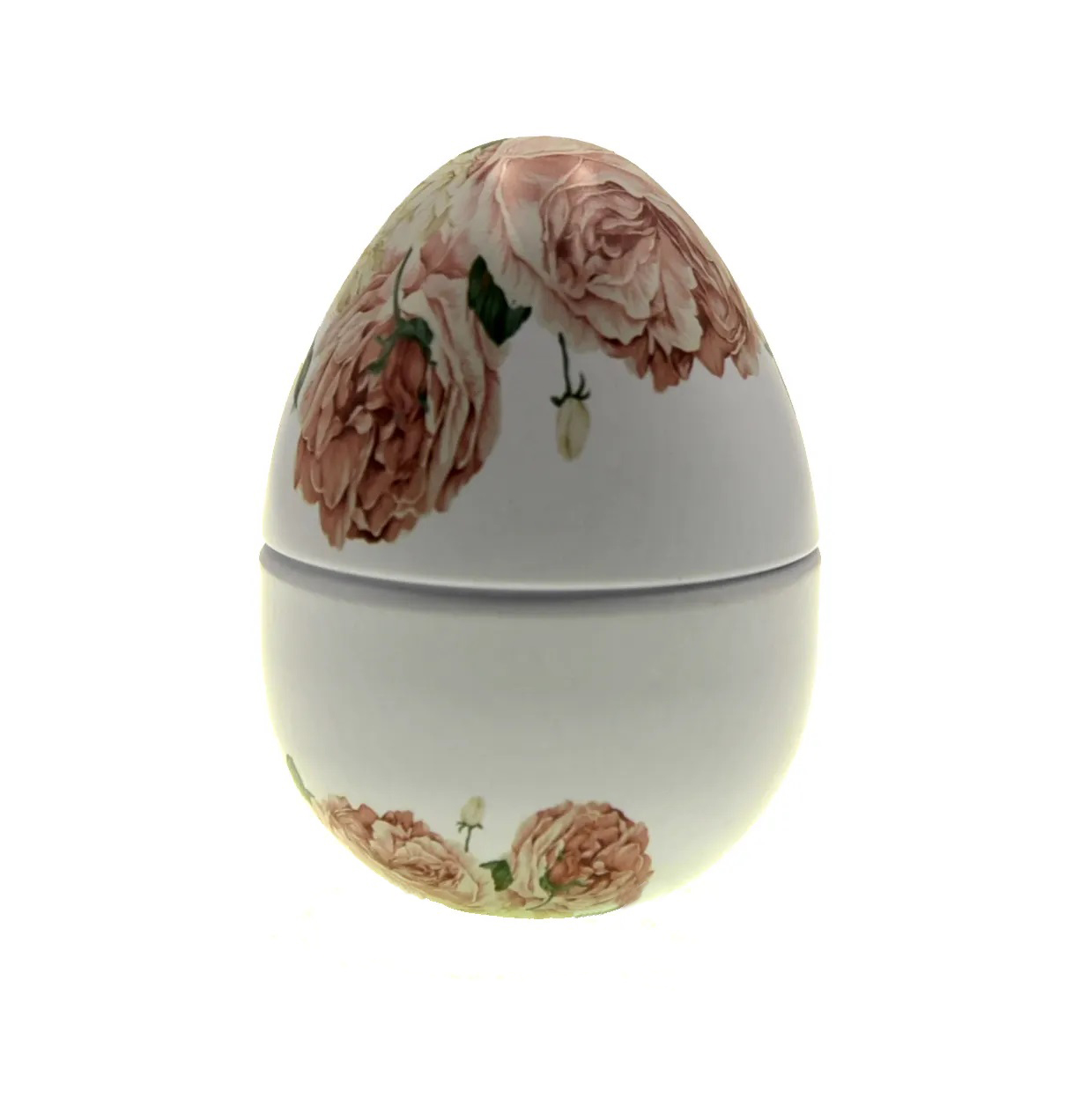 2 parts small egg shape jewelry tin box with foam and pad for ring and ear stud