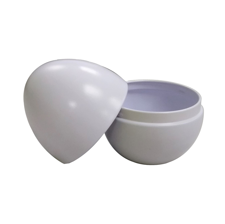 2 parts small egg shape jewelry tin box with foam and pad for ring and ear stud