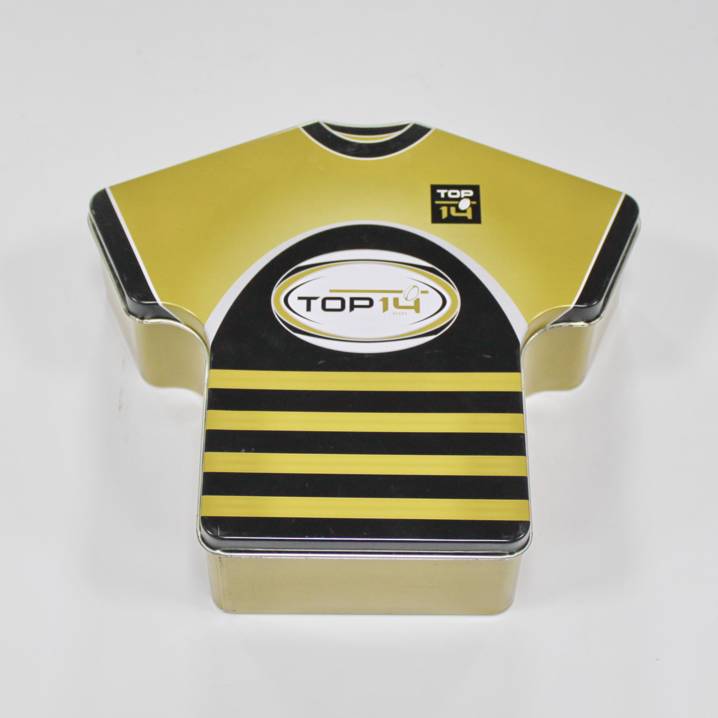 Customizable Embossed Recyclable Tinplate T-shirt Shaped Container for Facial Masks Clothing Packaging