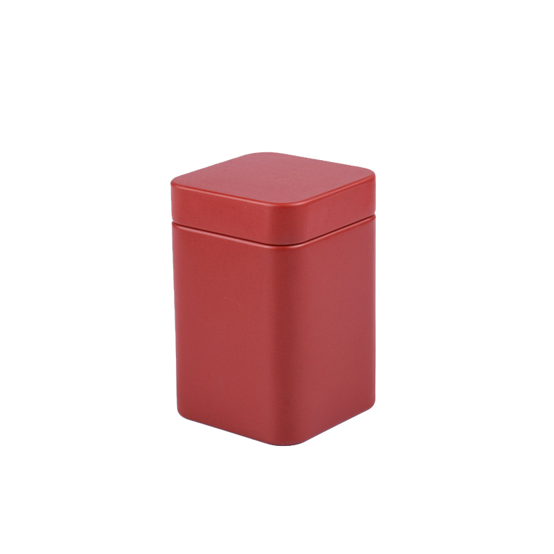 Matte Red Mini Square Tea Tin Box