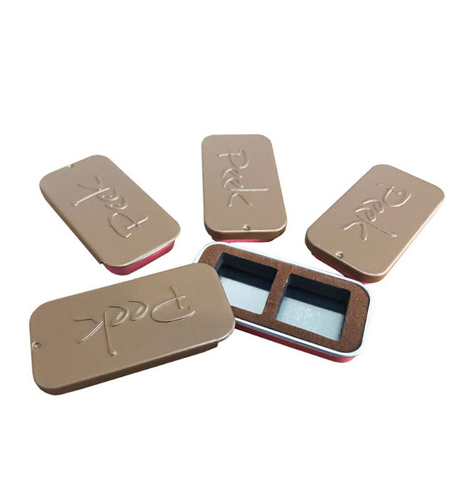Sliding Lid Mini Tin Box Slide Tin Case with Embossing