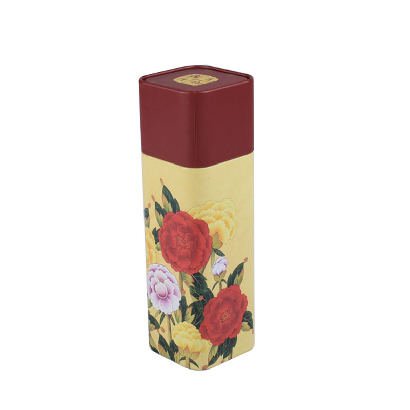 Square-Shaped Tinplate Tea Canister