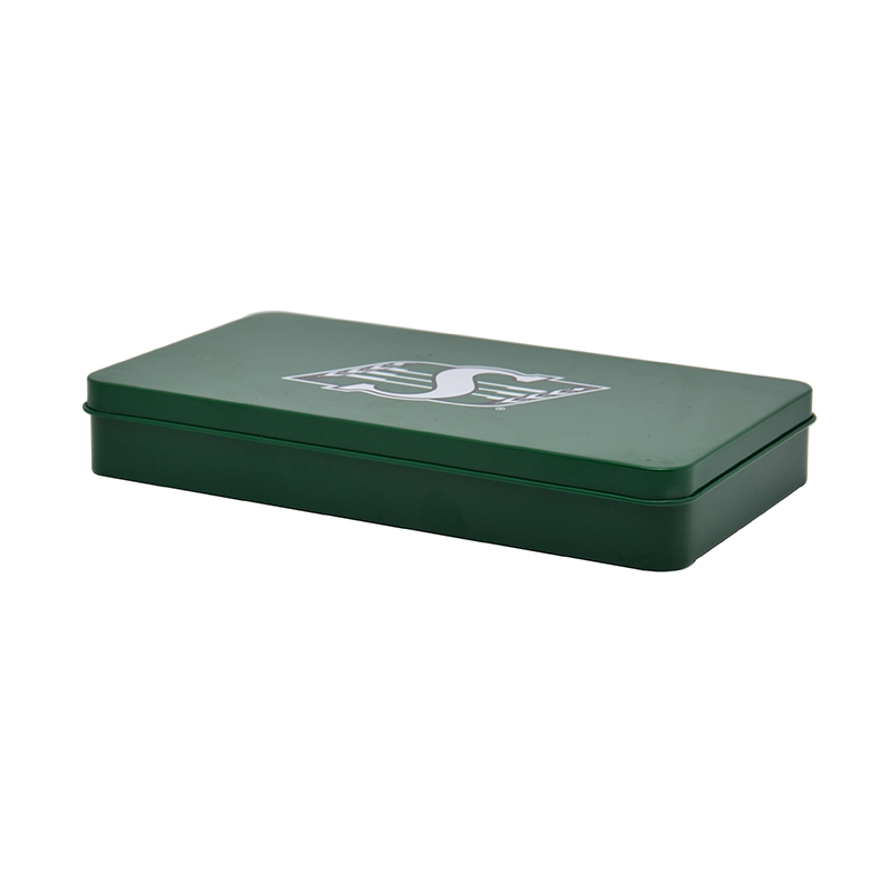 Rectangular Tin Box with Slip Cover Snap on Lid
