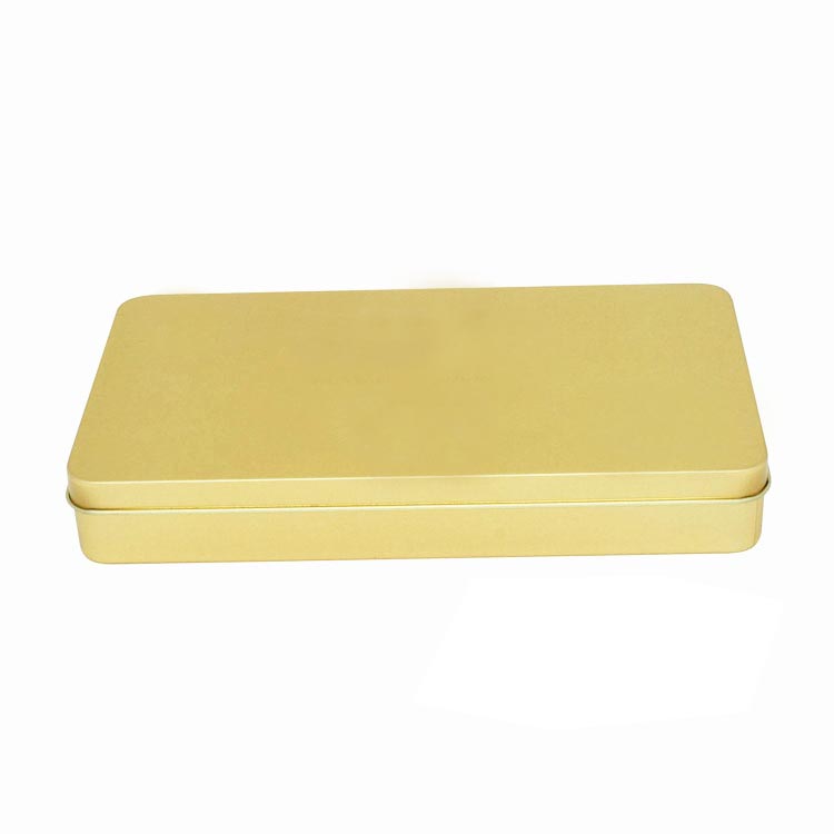 Rectangular Tin Box with Slip Cover Snap on Lid