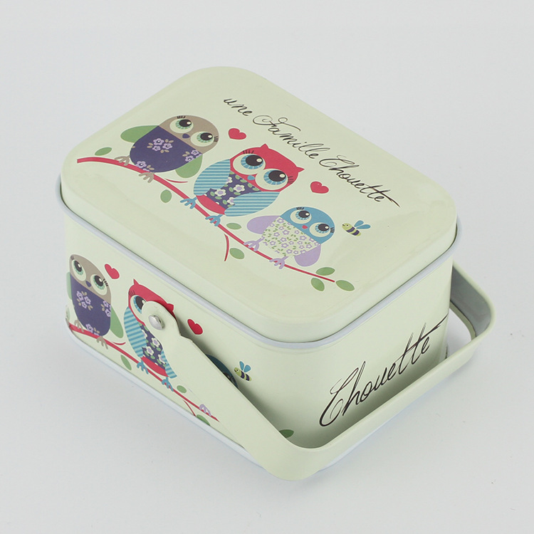 Rectangular Handle-Equipped Metal Tin