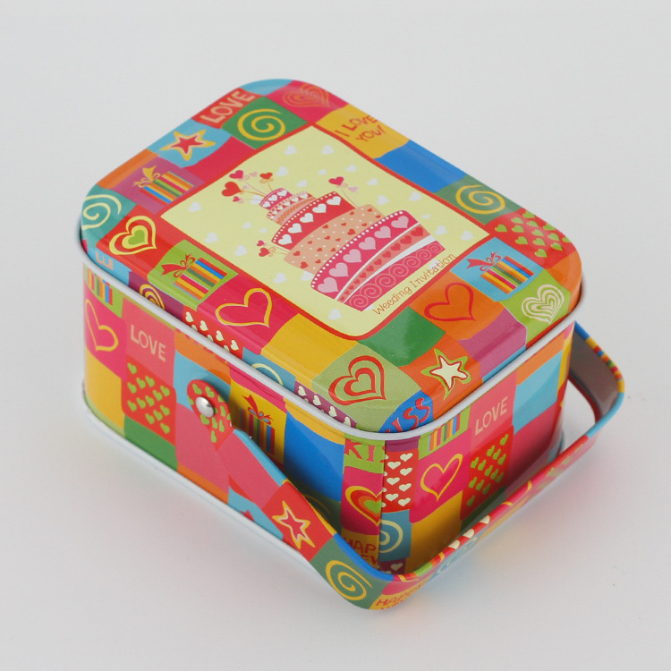 Rectangular Handle-Equipped Metal Tin